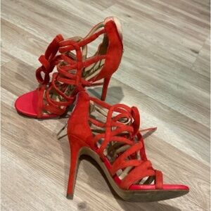 Chic Red Strappy Heels